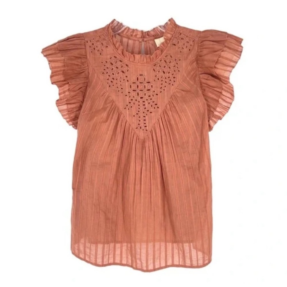 Ruffled Lace Detail Top in Rust